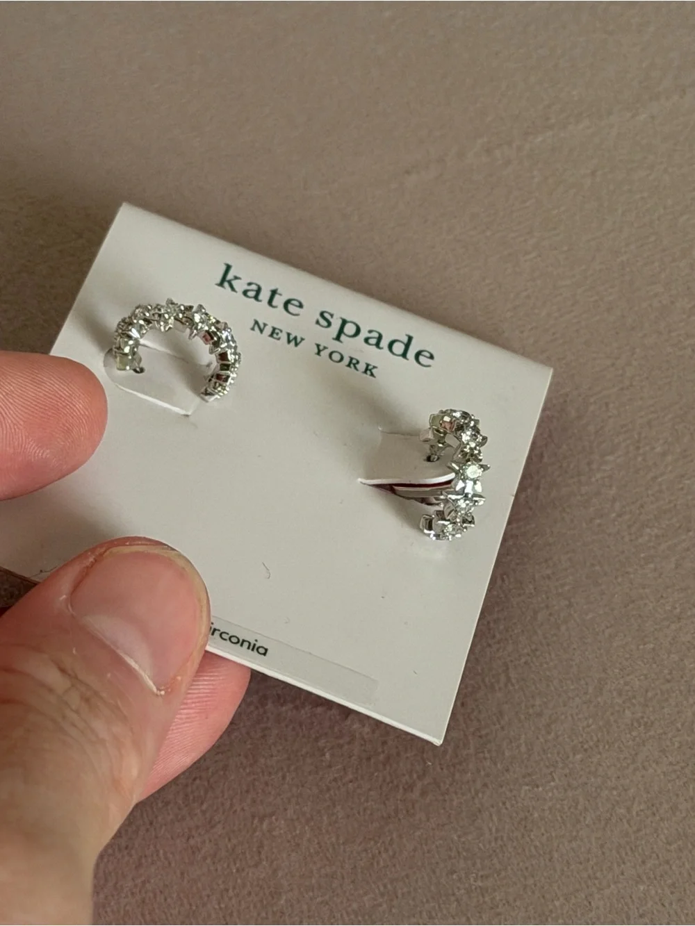 NWT Kate Spade Starring Clear Crystal Star Silver Huggie Hoop Earrings 💫